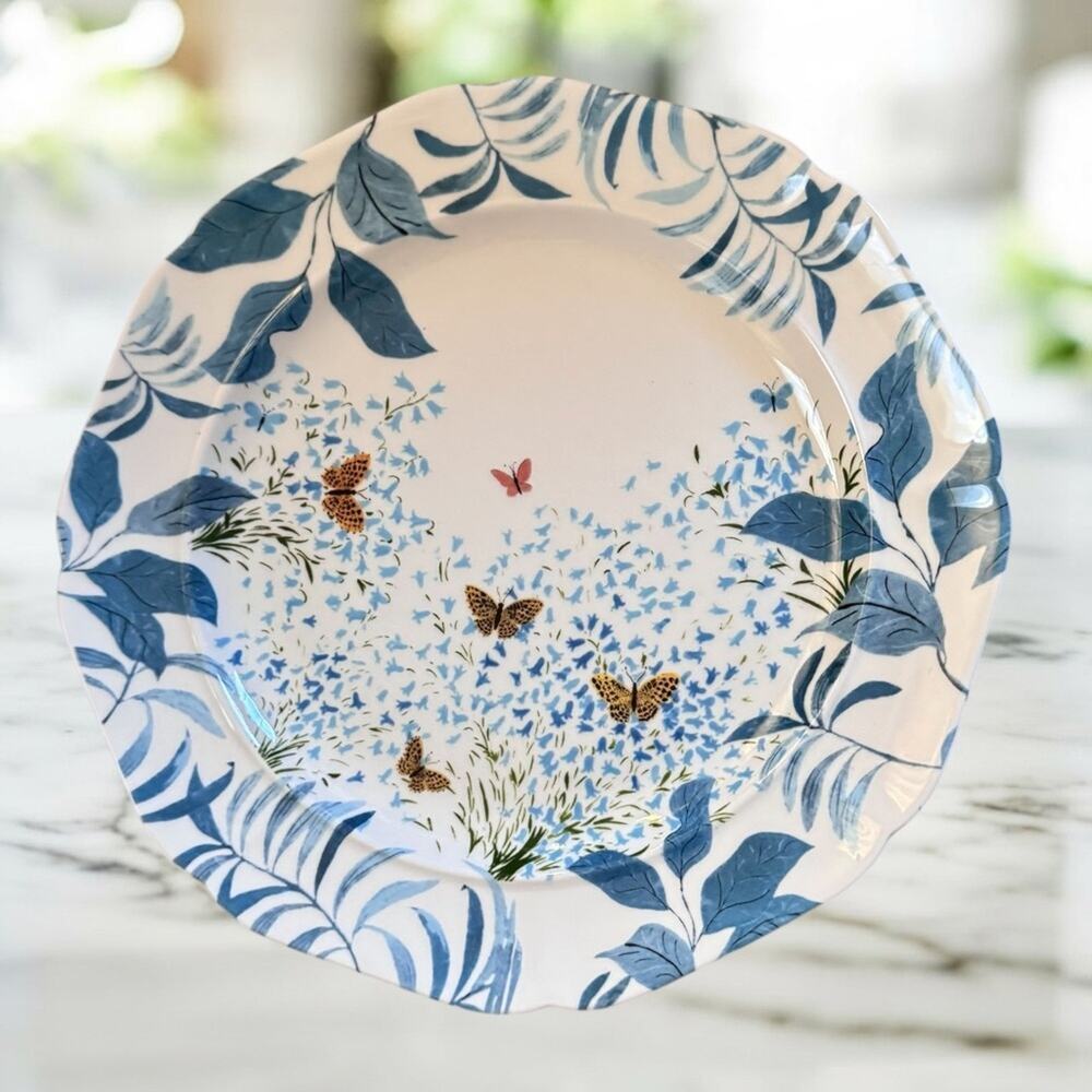Paule Marrot for Anthropologie Francaise Floral Butterfly Dinner Plate Ceramic